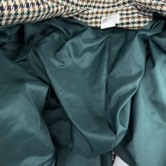 D'ALLAIRD'S VTG Academia Houndstooth Oversized Shoulderpads Green/Brown Blazer M - Picture 9 of 9